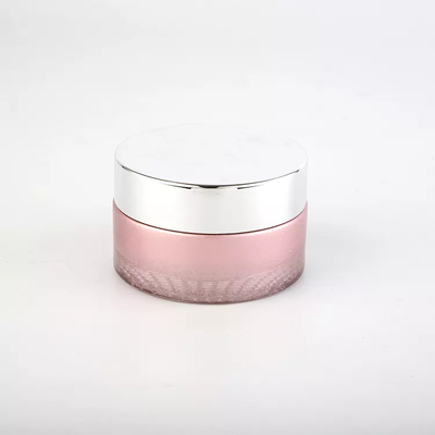 La crème en plastique en verre de couvercle cogne les pots cosmétiques droits de Matt Pink 50g de rond