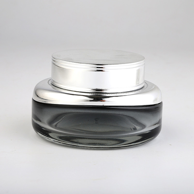 La crème argentée en verre d'épaule cogne le logo ovale d'impression de Silkscreen de conteneur en verre