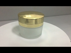 Pot cosmétique en verre de cylindre vide pour l'utilisation crème écologique avec le chapeau d'or
