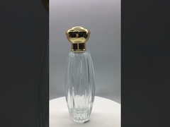 Pulvérisateur en verre vide de cuir embouti de la bouteille de parfum 100ml avec le chapeau rond d'or