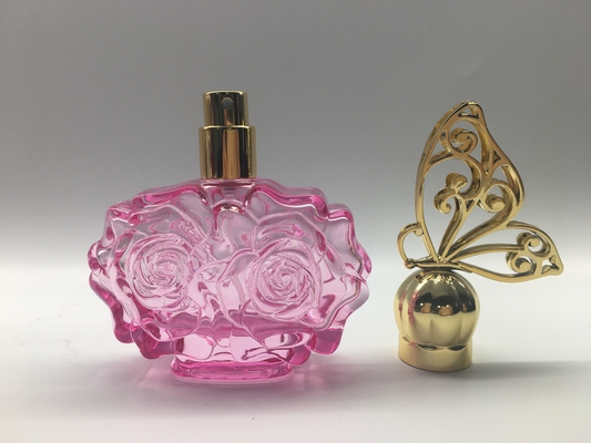 chapeau en verre de papillon de Rose Shape Pink Color With de bouteille de parfum de 30ml 50ml
