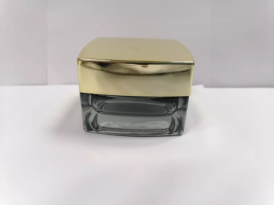Pots cosmétiques des pots 30g 50g de Grey Color Lacquering Glass Skincare avec des couvercles d'or