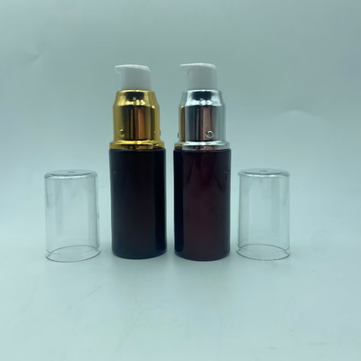 Bouteille de lotion en verre 15 ml Bouteille de sérum rouge foncé avec pompe d'or/argent brillante Lotion pour les yeux Bouteille pompe bouteille cosmétique OEM