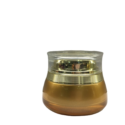 Pots cosmétiques en verre du pot 50g MSDS de crème hydratante ronde de luxe de visage avec des couvercles d'or