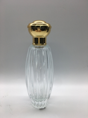 Les bouteilles de parfum 100ml vides grandes de luxe sertissent par replis le pulvérisateur avec le chapeau rond d'or