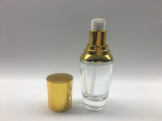 Forme ovale de l'emballage 30ml de bouteille en verre cosmétique de pompe pour la lotion/sérum