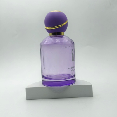 Bouteille de parfum de forme ronde violette de 100 ml avec bouchon rond