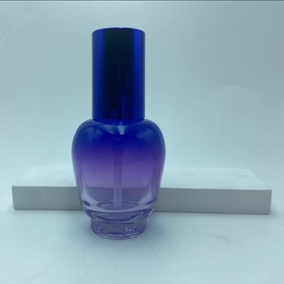 Flacon de lotion en verre 30ml Bouteille de sérum dégradé bleu avec pompe Flacon d'huile Flacon pompe Flacon cosmétique OEM