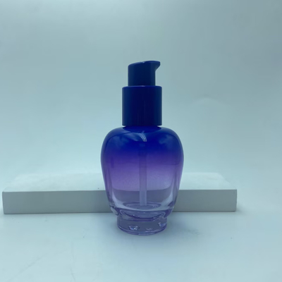 Flacon de lotion en verre 30ml Bouteille de sérum dégradé bleu avec pompe Flacon d'huile Flacon pompe Flacon cosmétique OEM