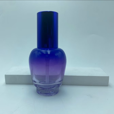 Flacon de lotion en verre 30ml Bouteille de sérum dégradé bleu avec pompe Flacon d'huile Flacon pompe Flacon cosmétique OEM