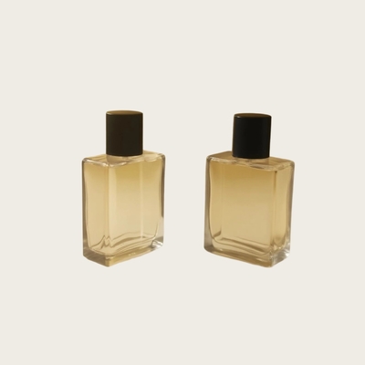 Flacon de parfum en verre de 25 ml, rectangle plat, OEM, étiquette privée, fabricant d'emballages cosmétiques