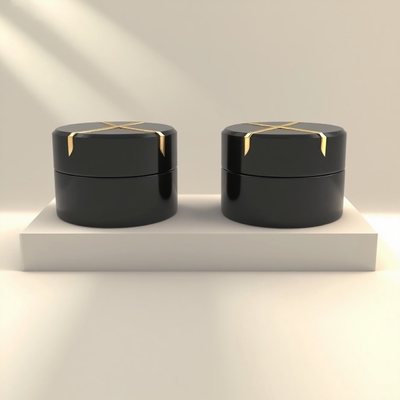Ensemble de flacons et pots ronds de luxe en verre noir pour cosmétiques de 30 ml, 50 ml, 100 ml et 120 ml avec pompe à lotion - OEM