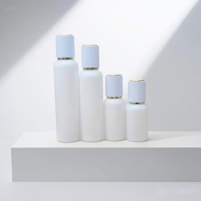 Prix usine 50ml 100ml 120ml Emballage de lotion en verre Bouteille en verre vide avec pompe à lotion blanche Ensemble pour le corps et les soins de la peau