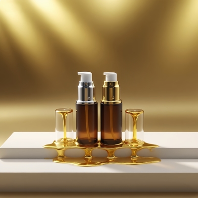 Bouteille de lotion en verre 15 ml Bouteille de sérum rouge foncé avec pompe d'or/argent brillante Lotion pour les yeux Bouteille pompe bouteille cosmétique OEM