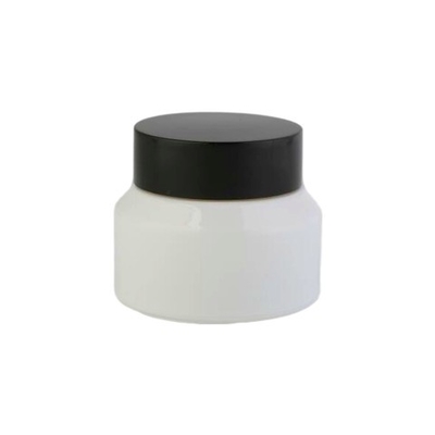 Le pot cosmétique en verre blanc avec le chapeau en bois/pots cosmétiques de couvercles écrèment l'OEM de bouteilles