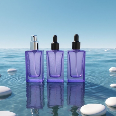 Bouteille de sérum pour les yeux en verre carré de 30 ml personnalisable avec gouttière pour sérum cosmétique - recyclable