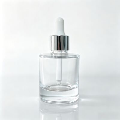 Flacon à goutte à goutte en verre transparent rouge, épaisseur de base, emballage d'huile de sérum cosmétique avec goutte à goutte en caoutchouc blanc